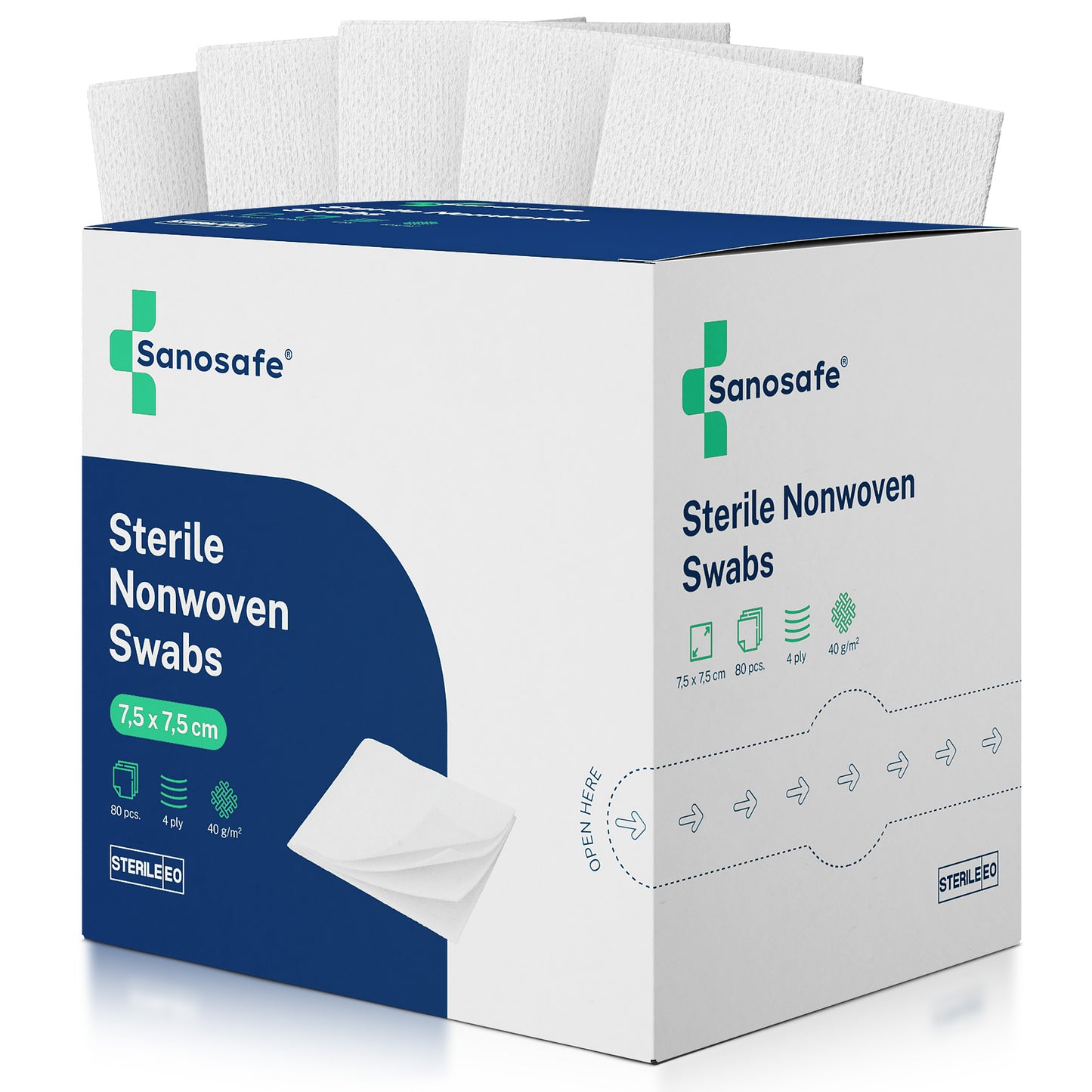 Sanosafe Sterile Non-Woven Swabs 80 pcs. (3 sizes available)